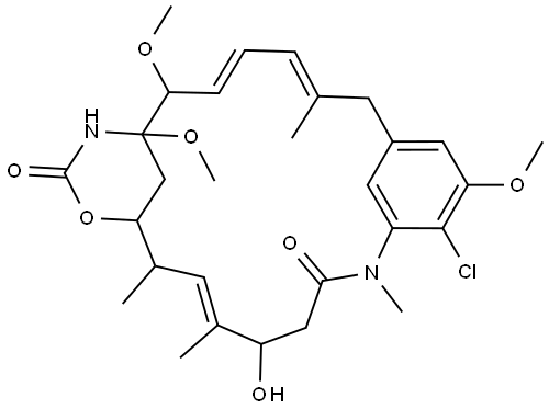 Maytansine, 3-O-de[2-(acetylmethylamino)-1-oxopropyl]-4,5-deepoxy-4,5-didehydro-9-O-methyl-, (4E)- (9CI)