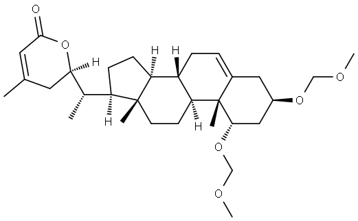 27-Norergosta-5,24-dien-26-oic acid, 22-hydroxy-1,3-bis(methoxymethoxy)-, δ-lactone, (1α,3β,22R)- (9CI) Struktur