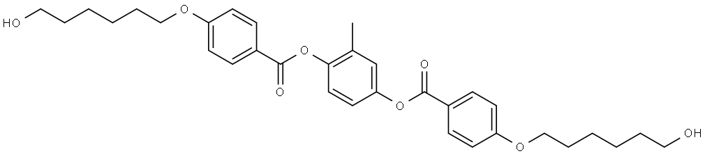 Benzoic acid, 4-[(6-hydroxyhexyl)oxy]-, 1,1'-(2-methyl-1,4-phenylene) ester Struktur