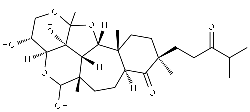 2H-1,4,12-Trioxabenzo[6,7]cyclohept[1,2,3-bc]acenaphthylen-8(5H)-one, tetradecahydro-3,5,12b-trihydroxy-9,11a-dimethyl-9-(4-methyl-3-oxopentyl)-, (3R,3aS,5aS,7aS,9S,11aR,11bS,12bR,12cS)- (9CI) Struktur