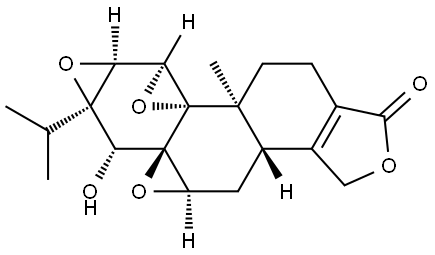 Trisoxireno[4b,5:6,7:8a,9]phenanthro[1,2-c]furan-1(3H)-one, 3b,4,4a,6,6a,7a,7b,8b,9,10-decahydro-6-hydroxy-8b-methyl-6a-(1-methylethyl)-, (3bS,4aR,5aR,6R,6aR,7aS,7bS,8aS,8bS)- Struktur