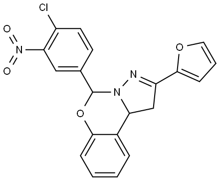 5-(4-CL-3-NITROPHENYL)-2-(2-FURYL)-1,10B-DIHYDROPYRAZOLO(1,5-C)(1,3)BENZOXAZINE Struktur