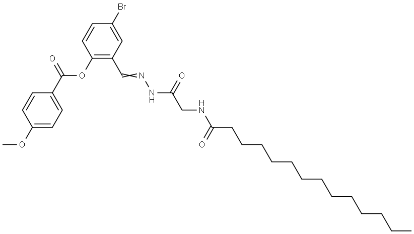 4-BR-2-(2-((TETRADECANOYLAMINO)ACETYL)CARBOHYDRAZONOYL)PHENYL 4-METHOXYBENZOATE Struktur