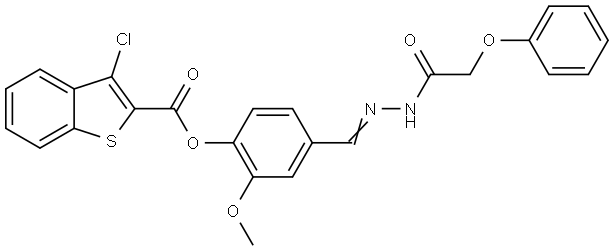 2-MEO-4(2-(PHENOXYACETYL)CARBOHYDRAZONOYL)PH 3-CL-1-BENZOTHIOPHENE-2-CARBOXYLATE Struktur