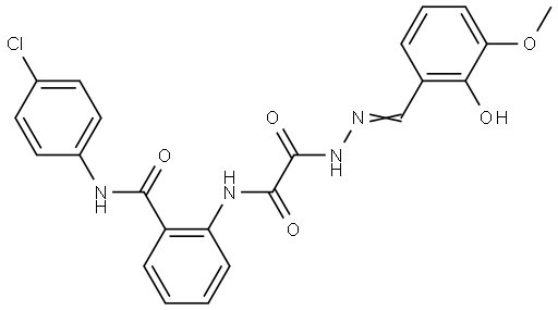 N-(4-CHLOROPHENYL)-2-{[[(2E)-2-(2-HYDROXY-3-METHOXYBENZYLIDENE)HYDRAZINO](OXO)ACETYL]AMINO}BENZAMIDE Struktur