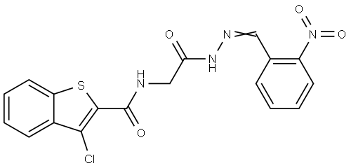 3-CHLORO-N-{2-[(2E)-2-(2-NITROBENZYLIDENE)HYDRAZINO]-2-OXOETHYL}-1-BENZOTHIOPHENE-2-CARBOXAMIDE Struktur