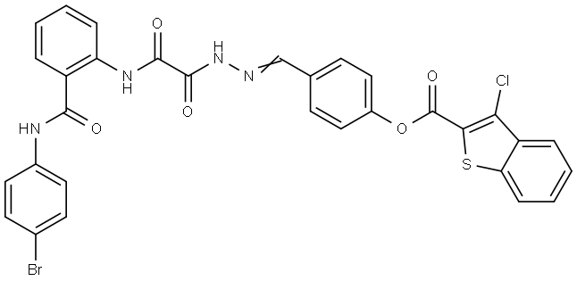 4-{(E)-[2-(2-{2-[(4-BROMOANILINO)CARBONYL]ANILINO}-2-OXOACETYL)HYDRAZONO]METHYL}PHENYL 3-CHLORO-1-BENZOTHIOPHENE-2-CARBOXYLATE Struktur