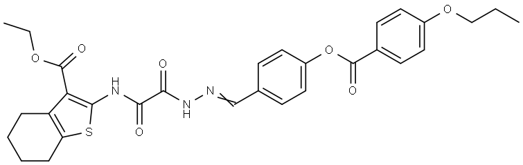 ETHYL 2-{[OXO((2E)-2-{4-[(4-PROPOXYBENZOYL)OXY]BENZYLIDENE}HYDRAZINO)ACETYL]AMINO}-4,5,6,7-TETRAHYDRO-1-BENZOTHIOPHENE-3-CARBOXYLATE Struktur