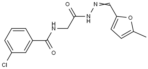 3-CHLORO-N-(2-(2-((5-METHYL-2-FURYL)METHYLENE)HYDRAZINO)-2-OXOETHYL)BENZAMIDE Struktur