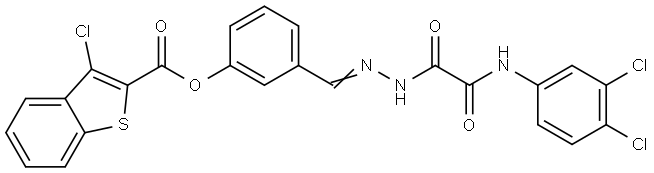 3-((E)-{2-[2-(3,4-DICHLOROANILINO)-2-OXOACETYL]HYDRAZONO}METHYL)PHENYL 3-CHLORO-1-BENZOTHIOPHENE-2-CARBOXYLATE Struktur