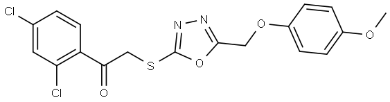 1-(2,4-DI-CL-PH)-2-((5-((4-METHOXYPHENOXY)ME)-1,3,4-OXADIAZOL-2-YL)THIO)ETHANONE Struktur