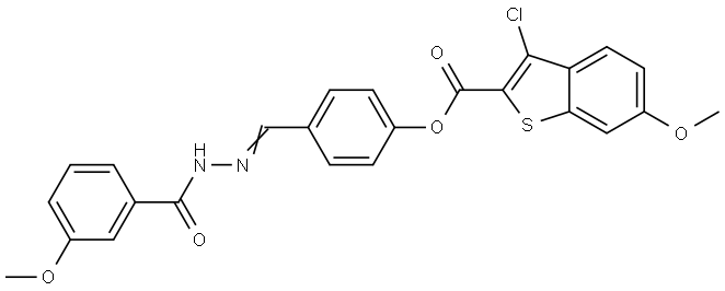 4(2-(3-MEO-BENZOYL)CARBOHYDRAZONOYL)PH 3-CL-6-MEO-1-BENZOTHIOPHENE-2-CARBOXYLATE Struktur