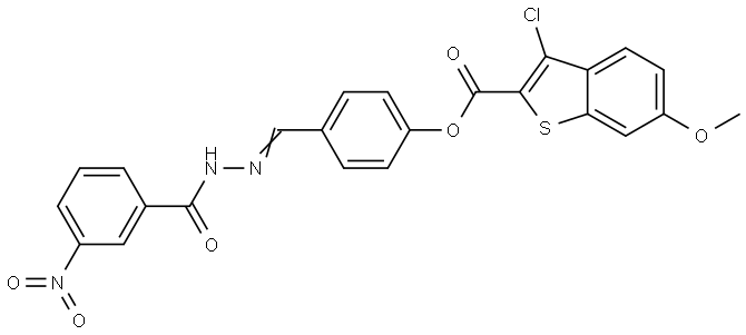 4-{(E)-[2-(3-NITROBENZOYL)HYDRAZONO]METHYL}PHENYL 3-CHLORO-6-METHOXY-1-BENZOTHIOPHENE-2-CARBOXYLATE Struktur