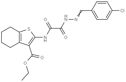 ETHYL 2-{[[(2E)-2-(4-CHLOROBENZYLIDENE)HYDRAZINO](OXO)ACETYL]AMINO}-4,5,6,7-TETRAHYDRO-1-BENZOTHIOPHENE-3-CARBOXYLATE Struktur