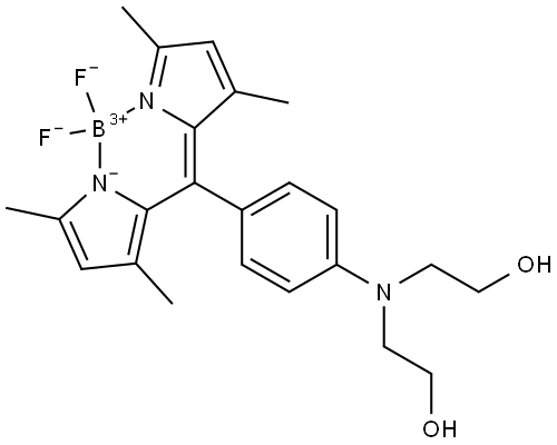 (T-4)-[[2,2′-[[4-[(3,5-Dimethyl-1H-pyrrol-2-yl-κN)(3,5-dimethyl-2H-pyrrol-2-ylidene-κN)methyl]phenyl]imino]bis[ethanolato]](1-)]difluoroboron Struktur