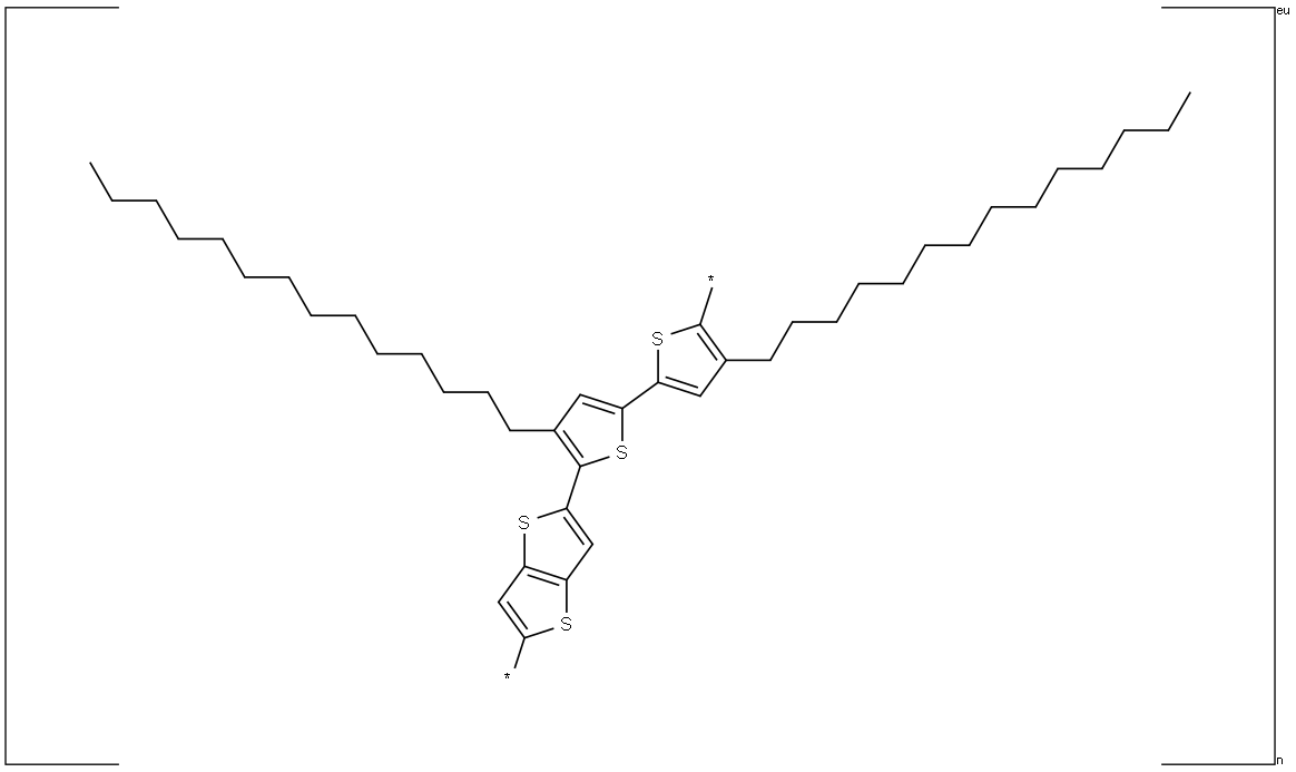 Poly[thieno[3,2-b]thiophene-2,5-diyl(4,4'-ditetradecyl[2,2'-bithiophene]-5,5'-diyl)] Struktur