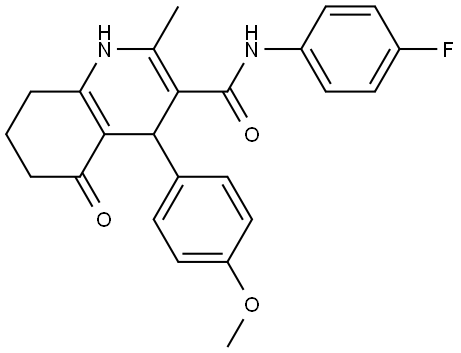 N-(4-FLUOROPHENYL)-4-(4-METHOXYPHENYL)-2-METHYL-5-OXO-1,4,5,6,7,8-HEXAHYDRO-3-QUINOLINECARBOXAMIDE Struktur