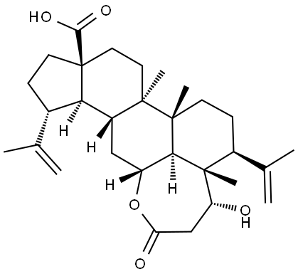 18-Norandrostane-4-propanoic acid, 13-carboxy-β,6-dihydroxy-4,9-dimethyl-3,15-bis(1-methylethenyl)-, 4,6-lactone, (βR,3α,4β,5β,6β,8α,9β,10α,13α,14β,15β)- Struktur