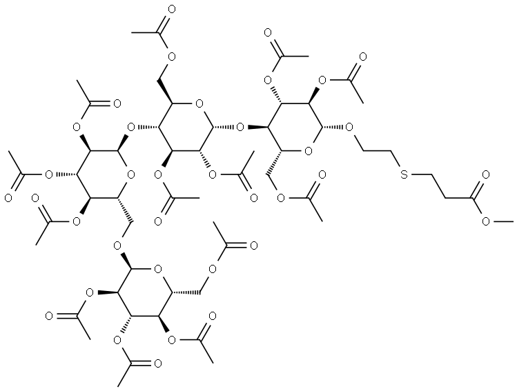 Propanoic acid, 3-[[2-[(O-2,3,4,6-tetra-O-acetyl-α-D-glucopyranosyl-(1→6)-O-2,3,4-tri-O-acetyl-α-D-glucopyranosyl-(1→4)-O-2,3,6-tri-O-acetyl-α-D-glucopyranosyl-(1→4)-2,3,6-tri-O-acetyl-β-D-glucopyranosyl)oxy]ethyl]thio]-, methyl ester