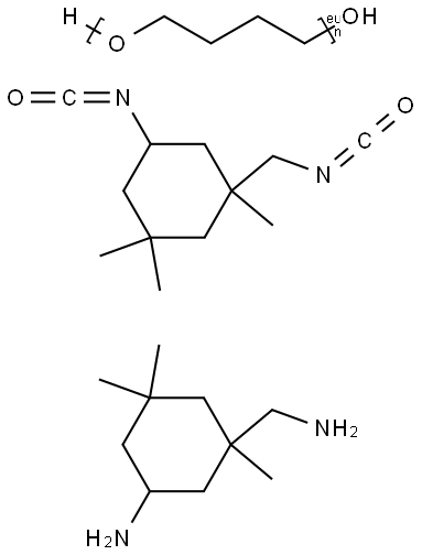 Cyclohexanemethanamine, 5-amino-1,3,3-trimethyl-, polymer with .alpha.-hydro-.omega.-hydroxypoly(oxy-1,4-butanediyl) and 5-isocyanato-1-(isocyanatomethyl)-1,3,3-trimethylcyclohexane Struktur