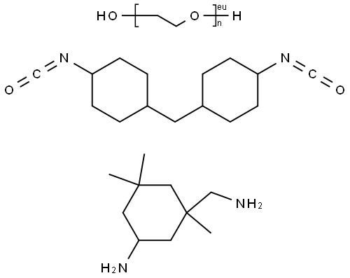 Cyclohexanemethanamine, 5-amino-1,3,3-trimethyl-, polymer with .alpha.-hydro-.omega.-hydroxypoly(oxy-1,2-ethanediyl) and 1,1-methylenebis4-isocyanatocyclohexane Struktur