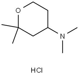 N,N,2,2-tetramethyltetrahydro-2H-pyran-4-amine hydrochloride Struktur