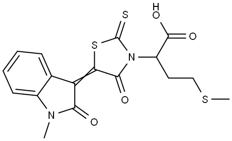 2-[(5Z)-5-(1-METHYL-2-OXO-1,2-DIHYDRO-3H-INDOL-3-YLIDENE)-4-OXO-2-THIOXO-1,3-THIAZOLIDIN-3-YL]-4-(METHYLSULFANYL)BUTANOIC ACID Struktur