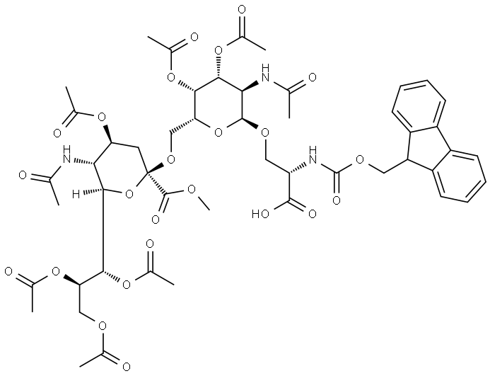 Fmoc-Ser(Me,Ac4Neu5Acα2-6Ac2GalNAcα)-OH Struktur