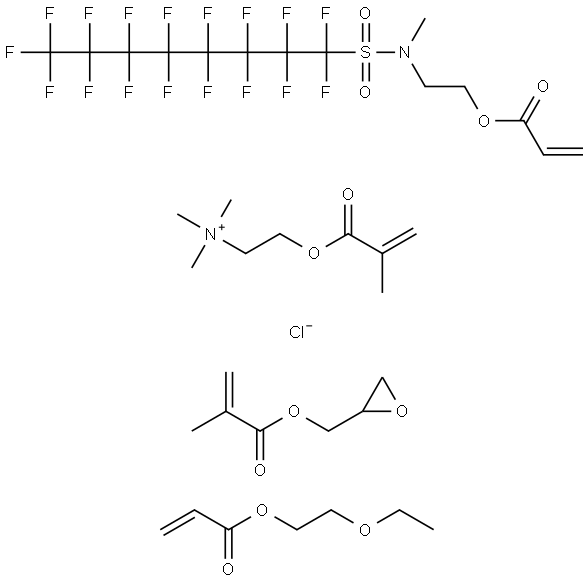 Ethanaminium, N,N,N-trimethyl-2-(2-methyl-1-oxo-2-propenyl)oxy-, chloride, polymer with 2-ethoxyethyl 2-propenoate, 2-(heptadecafluorooctyl)sulfonylmethylaminoethyl 2-propenoate and oxiranylmethyl 2-methyl-2-propenoate Struktur