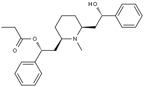 2,6-Piperidinediethanol, 1-methyl-α2,α6-diphenyl-, 2-propanoate, (2R,α2R,6S,α6S)- Struktur