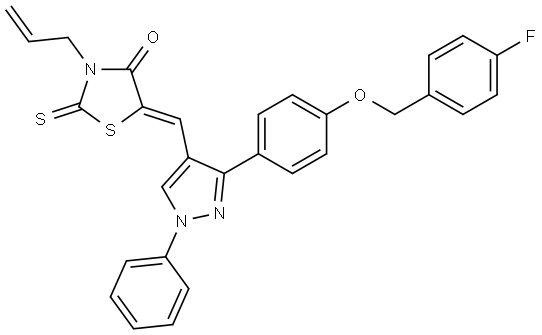 (5Z)-3-ALLYL-5-[(3-{4-[(4-FLUOROBENZYL)OXY]PHENYL}-1-PHENYL-1H-PYRAZOL-4-YL)METHYLENE]-2-THIOXO-1,3-THIAZOLIDIN-4-ONE Struktur