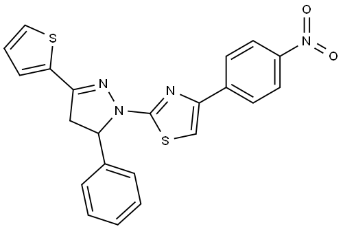 4-(4-NITROPHENYL)-2-[5-PHENYL-3-(2-THIENYL)-4,5-DIHYDRO-1H-PYRAZOL-1-YL]-1,3-THIAZOLE Struktur