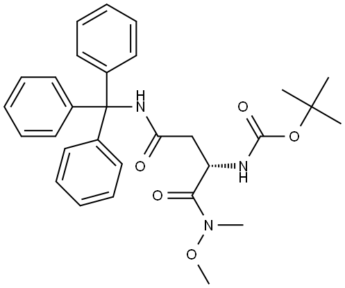 tert-butyl (S)-(1-(methoxy(methyl)amino)-1,4-dioxo-4-(tritylamino)butan-2-yl)carbamate Struktur