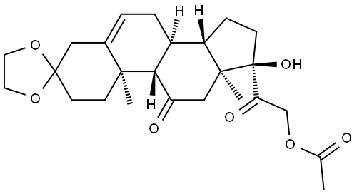 Pregn-5-ene-3,11,20-trione, 21-(acetyloxy)-17-hydroxy-, cyclic 3-(1,2-ethanediyl acetal) Struktur