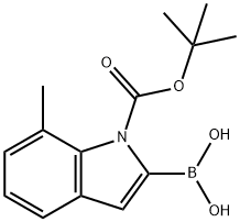 1H-Indole-1-carboxylic acid, 2-borono-7-methyl-, 1-(1,1-dimethylethyl) ester Struktur