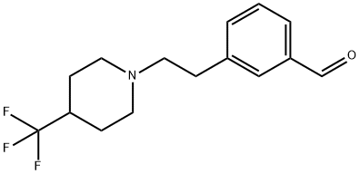 3-{2-[4-(trifluoromethyl)piperidino]ethyl}benzenecarbaldehyde Struktur