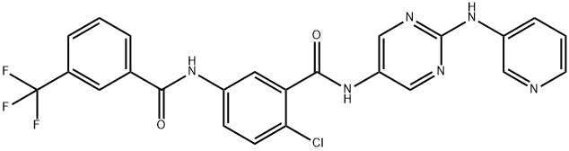 BenzaMide, 2-chloro-N-[2-(3-pyridinylaMino)-5-pyriMidinyl]-5-[[3-(trifluoroMethyl)benzoyl]aMino]- Struktur