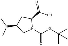 1,2-Pyrrolidinedicarboxylic acid, 4-(dimethylamino)-, 1-(1,1-dimethylethyl) ester, (2S,4S)- Struktur