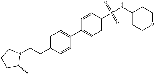 [1,1'-Biphenyl]-4-sulfonaMide, 4'-[2-[(2R)-2-Methyl-1-pyrrolidinyl]ethyl]-N-(tetrahydro-2H-pyran-4-yl)- Struktur