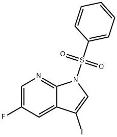 1H-Pyrrolo[2,3-b]pyridine, 5-fluoro-3-iodo-1-(phenylsulfonyl)- Struktur