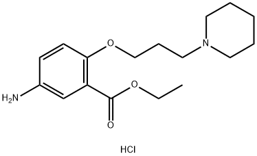 5-Amino-2-(3-piperidinopropoxy)benzoic acid ethyl ester hydrochloride Struktur