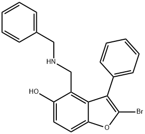 5-BENZOFURANOL, 4-(BENZYLAMINOMETHYL)-2-BROMO-3-PHENYL- Struktur