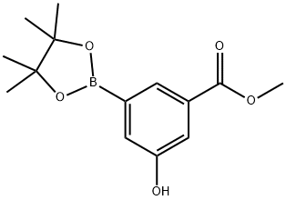 Methyl 3-hydroxy-5-(4,4,5,5-tetramethyl-1,3,2-dioxaborolan-2-yl)benzoate Struktur