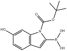 1H-Indole-1-carboxylic acid, 2-borono-6-hydroxy-, 1-(1,1-dimethylethyl) ester Struktur