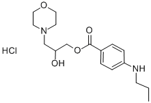 2-Hydroxy-3-morpholinopropyl p-(propylamino)benzoate hydrochloride Struktur