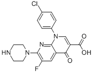 1-(4-CHLORO-PHENYL)-6-FLUORO-4-OXO-7-PIPERAZIN-1-YL-1,4-DIHYDRO-[1,8]NAPHTHYRIDINE-3-CARBOXYLIC ACID Struktur