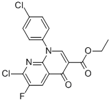 7-CHLORO-1-(4-CHLORO-PHENYL)-6-FLUORO-4-OXO-1,4-DIHYDRO-[1,8]NAPHTHYRIDINE-3-CARBOXYLIC ACID ETHYL ESTER Struktur