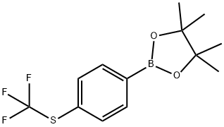 Trifluoromethylthio-4-(4,4,5,5-tetramethyl-[1,3,2]dioxaborolan-2-yl)-benzene
 Struktur