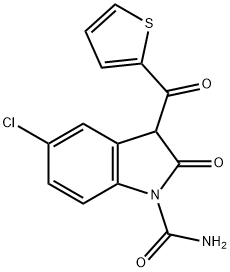 5-chloro-2-oxo-3-(thiophene-2-carbonyl)-3H-indole-1-carboxamide Struktur