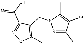 4-[(4-chloro-3,5-dimethyl-1H-pyrazol-1-yl)methyl]-5-methylisoxazole-3-carboxylic acid Struktur